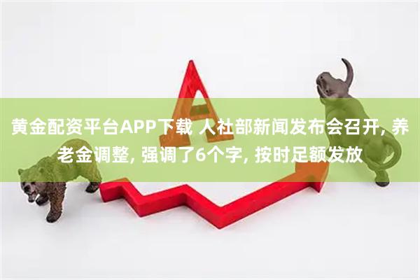 黄金配资平台APP下载 人社部新闻发布会召开, 养老金调整, 强调了6个字, 按时足额发放